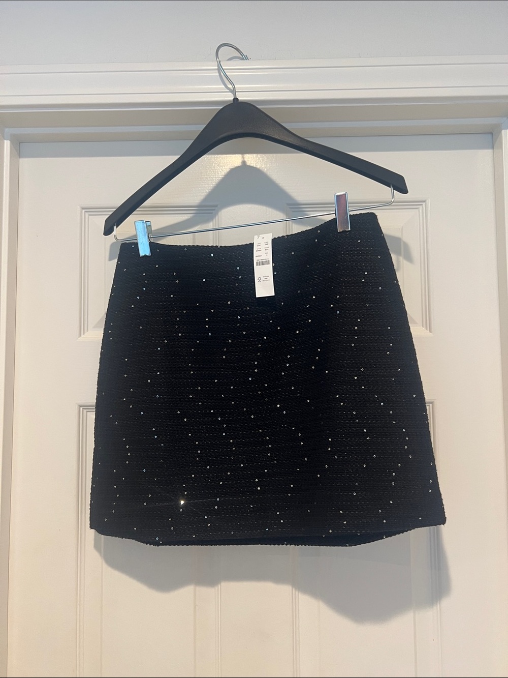NWT J Crew Black Tweed Mini Skirt - Elegant Sparkle